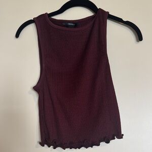 Forever 21 Burgundy Ruffled Crop Tank Top